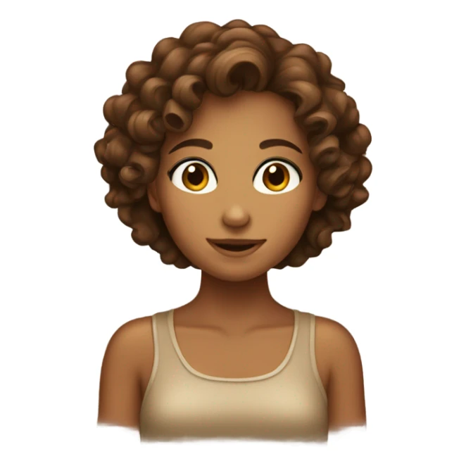a tanned girl with brown curly hair  sticker