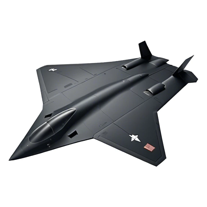 B-2 Spirit bomber - Northrop B-2 (Model Year: 2021) (Iconic colour: Stealth black) - A sleek, stealth bomber with smooth, angular contours and a matte jet-black finish. Emphasize a futuristic, minimalist design with a seamless fuselage, low-profile wings, and an overall intimidating stealth aesthetic. sticker