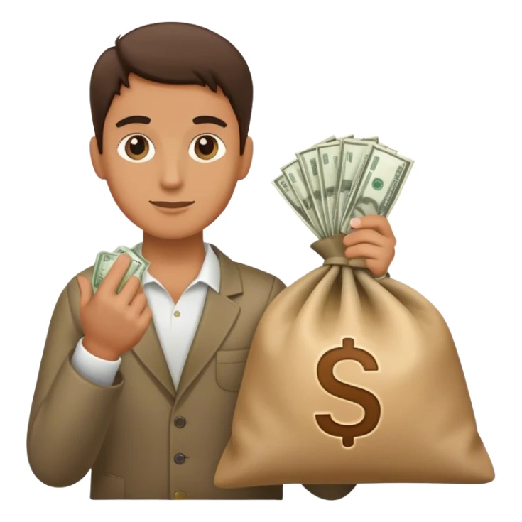 one hand holding a bag of money sticker