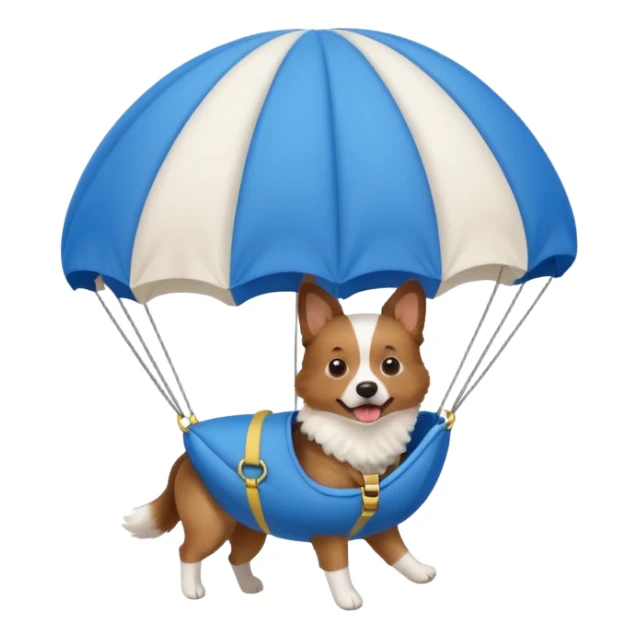dog riding blue parachute sticker