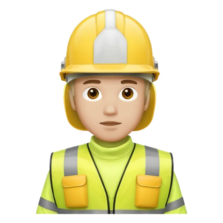 Guy with yellow reflective vest and white protection helmet sticker