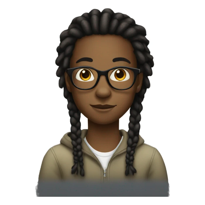 A black teenager with dread locks and clear glasses sticker