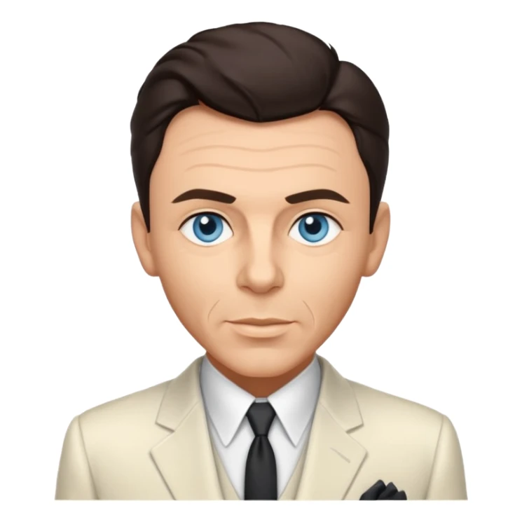 Frank Sinatra with blue eyes, dark brown hair, ivory outfit sticker