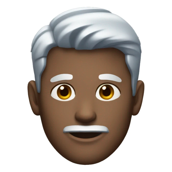 a white man with red dyed hair, shaved on the sides that is dyed black. He is wearing a dark blue button up shirt sticker