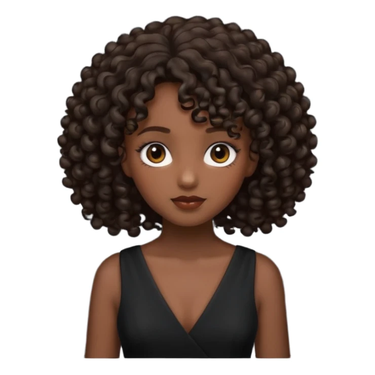 curly haired black dress girl sticker