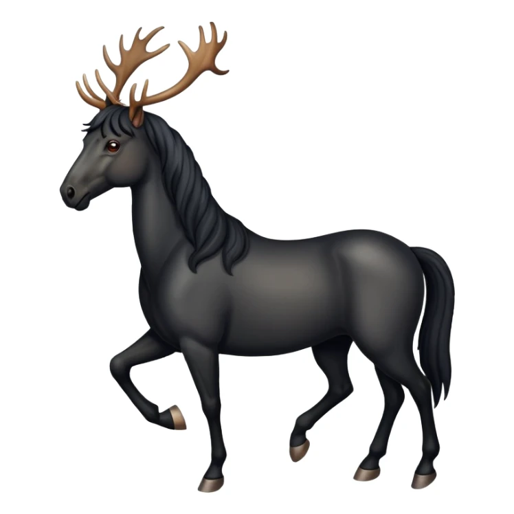 Ngựa đen trên đầu có gạc nai sticker