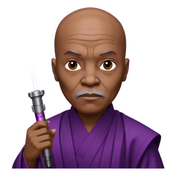 star wars master windu bald head with purple lightsaber sticker