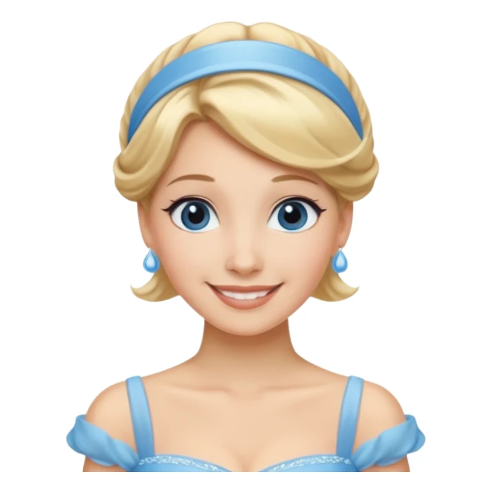 cendrillon on voit juste le buste elle est blonde avec les cheveux releve et un serre tete bleu ciel et elle porte une robe de soirée bleu ciel sticker