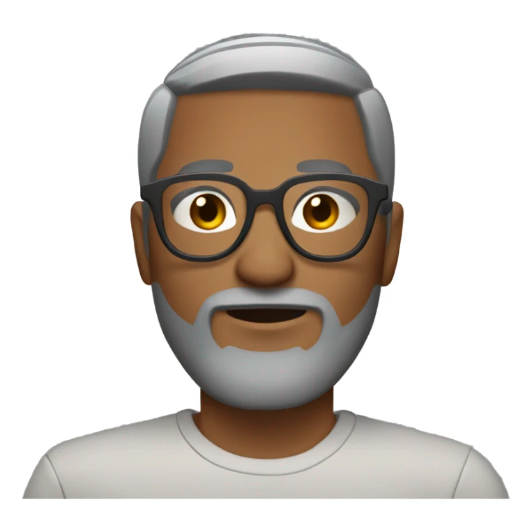 Light brown skin with short crop gray hair and beard round frame glasses sticker