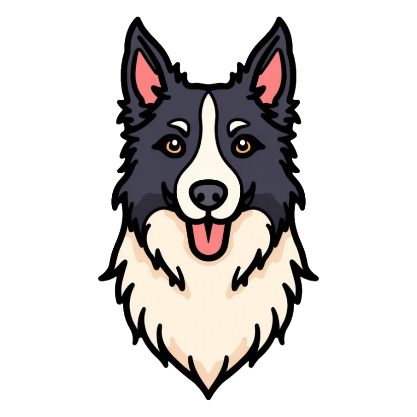Border collie dog with only one black ear sticker