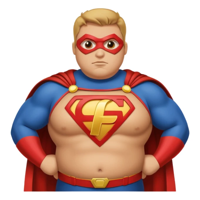 fat super hero with f on his chest sticker