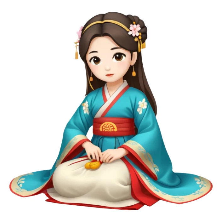 Beautiful girl in Hanfu sitting on the ground sticker