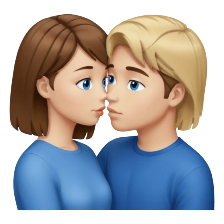 una ragazza con il caschetto marrone che bacia un ragazzo con i capelli biondi e gli occhi azzurri sticker
