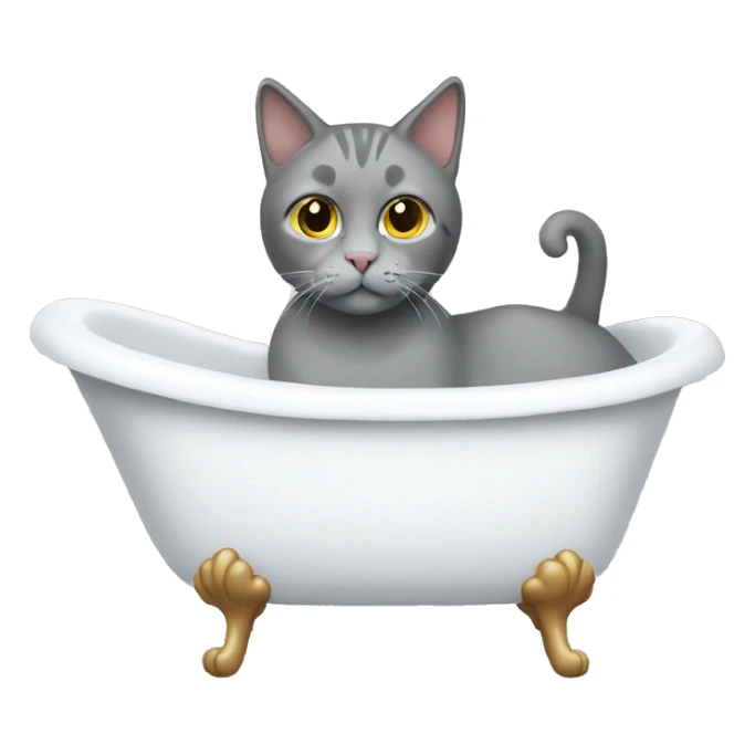grey cat in a white bathtub sticker