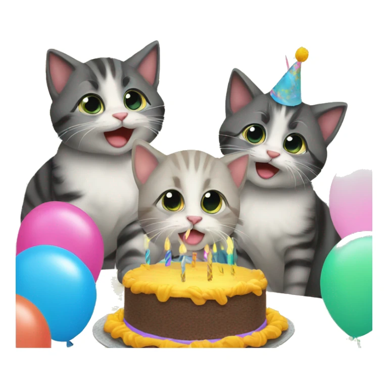 3 kittens at a birthday party sticker