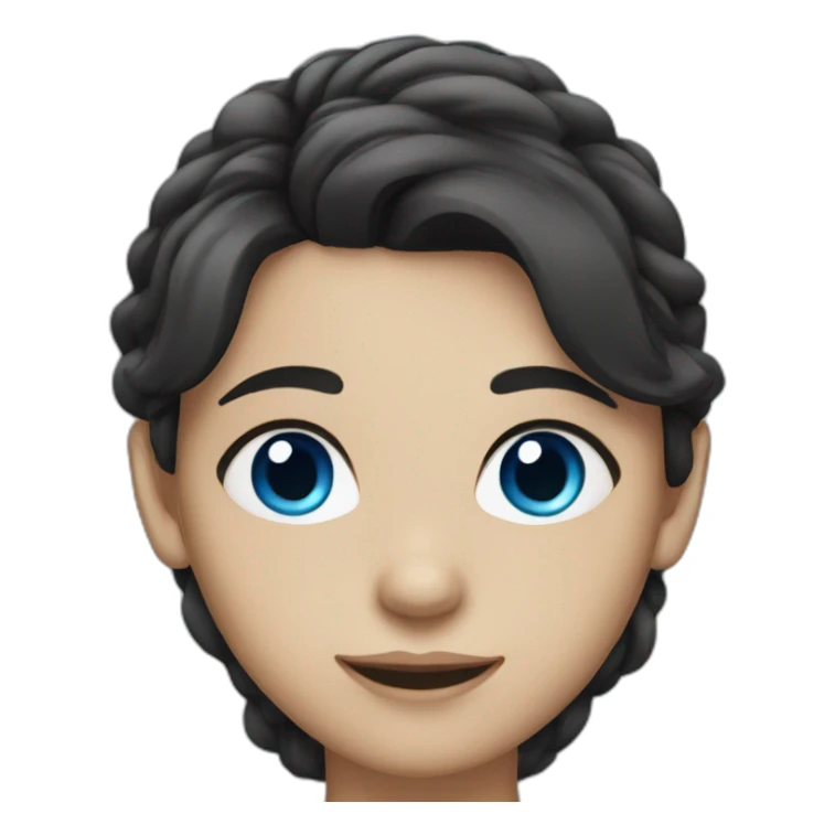 female with dark hair smiling with blue eyes sticker