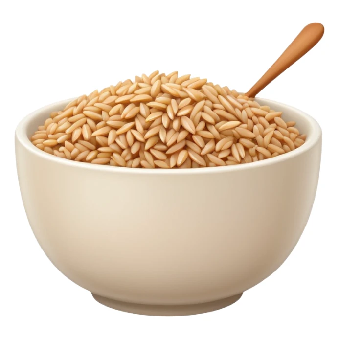 white bowl of brown rice, matte, simple, clear sticker