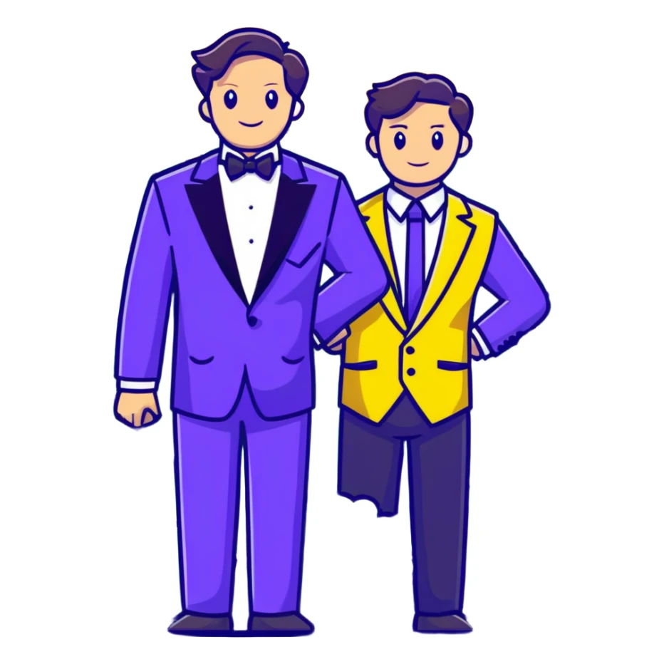 Man in a yellow tux hiding in a bush sticker