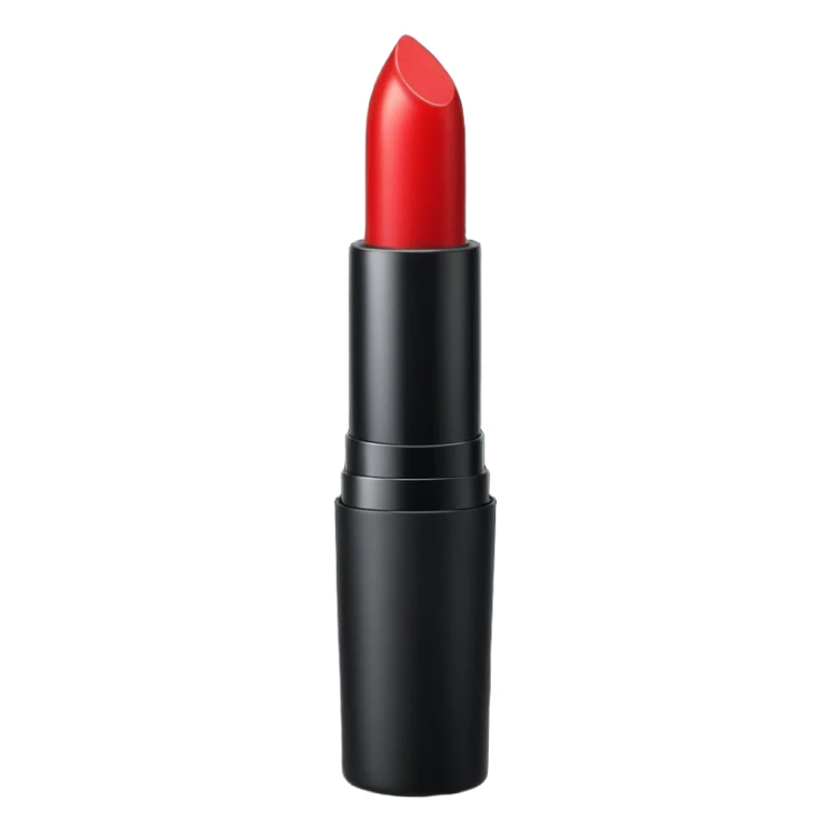 A sleek matte-red lipstick in a black metal tube. sticker
