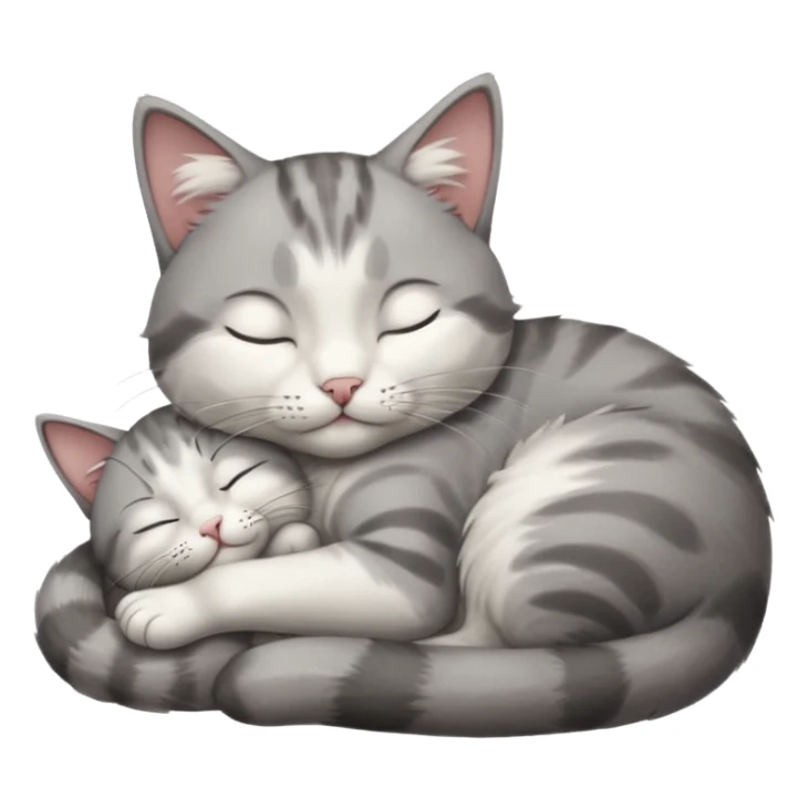 grey and white small cat with its eyes closed lying down leaning on his elbow with his paw curled under his head holding it up sticker