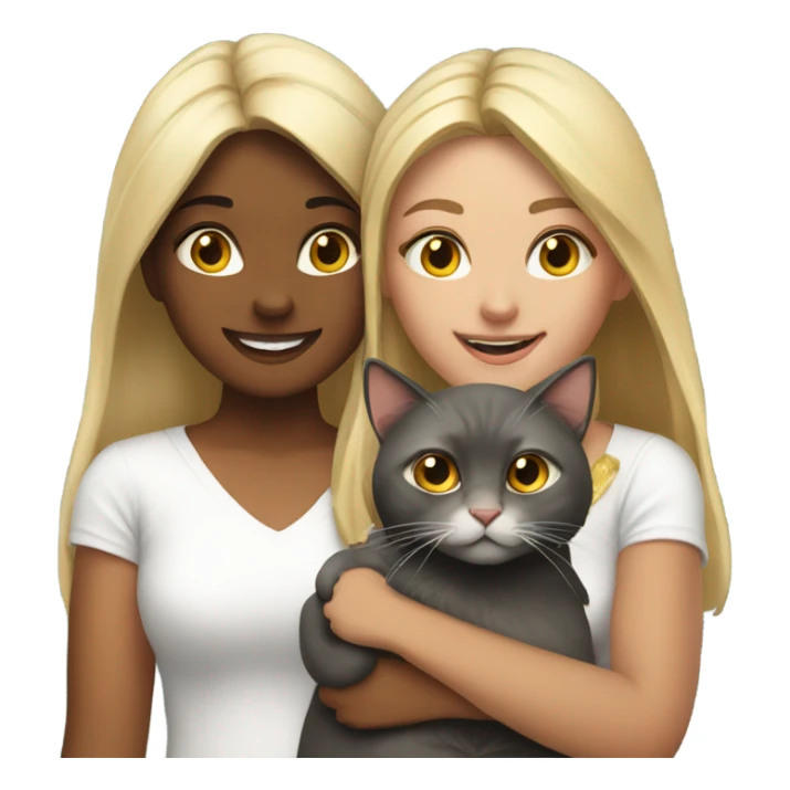 Two girls with two cats say happy new year  sticker