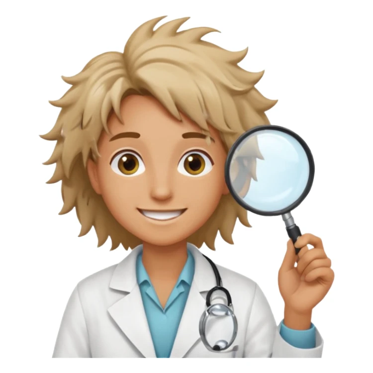 curious energized scientist lookin at something with a magnifier glass
more dinamic emoji  sticker