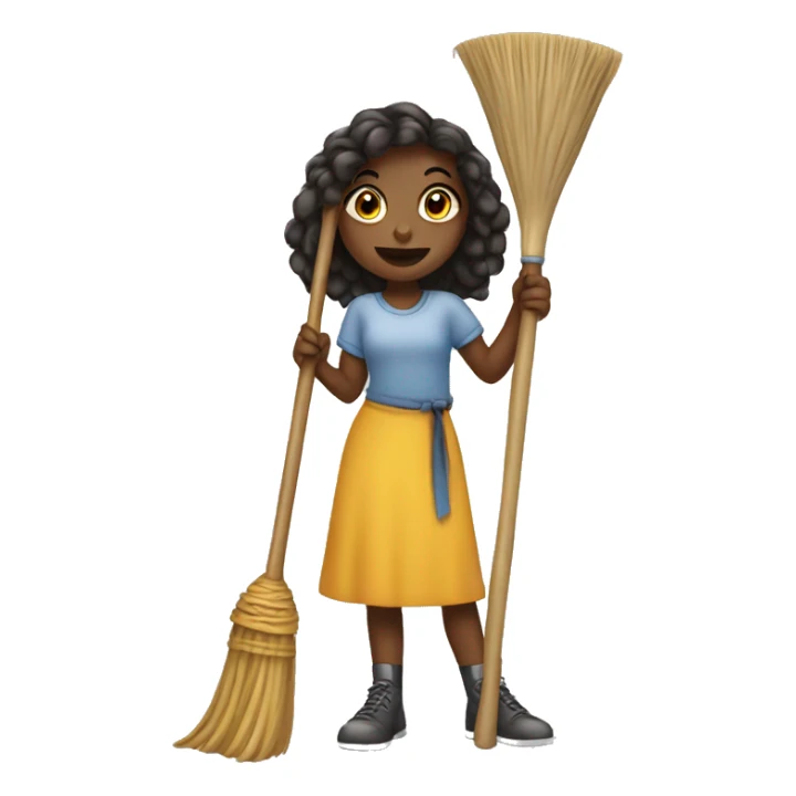 girl holding broom sticker