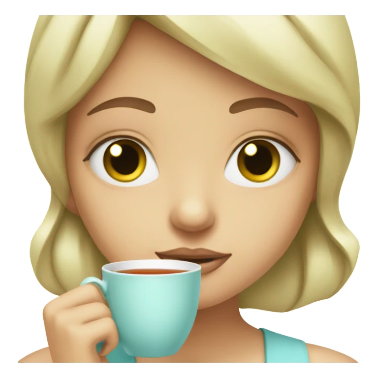 Girl sipping tea green eyes sticker