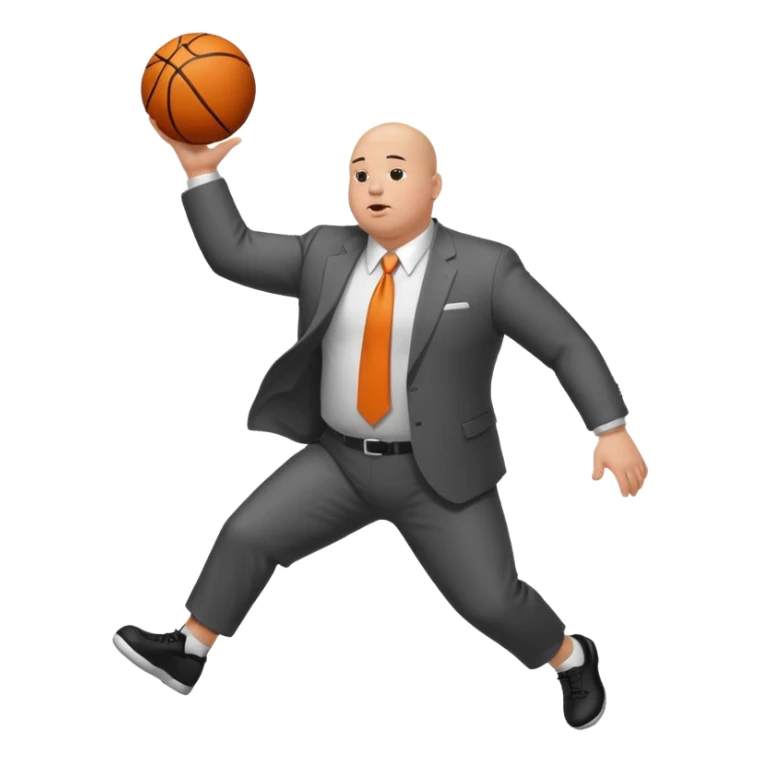 bald fat guy in a suit dunking basketball sticker