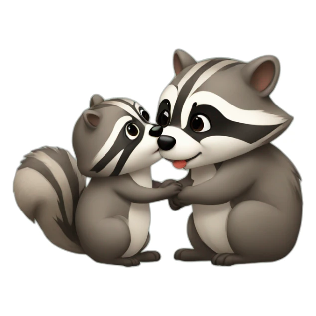 Raccoon kissing a squirrel sticker