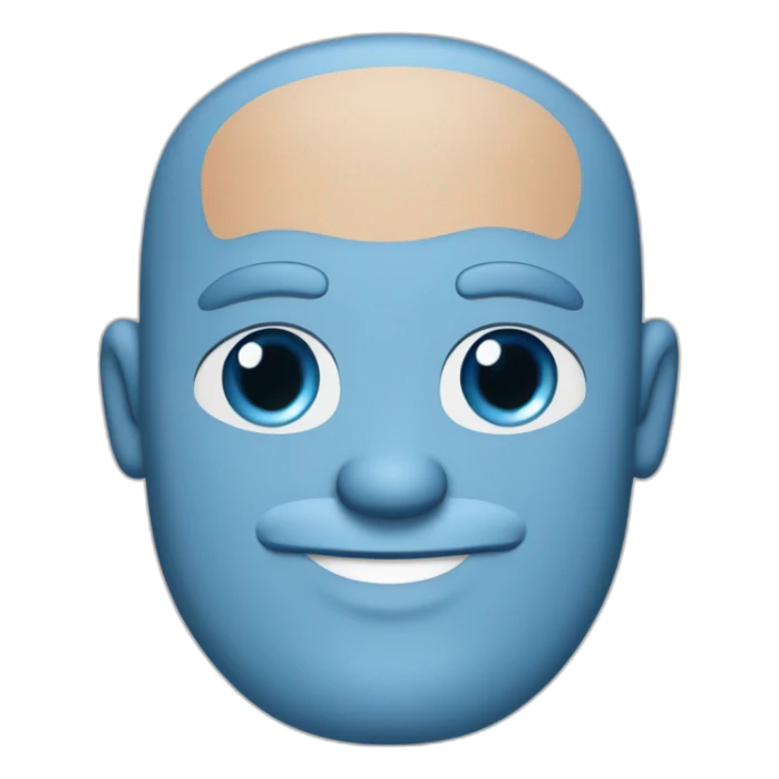 blue-eyed plump smiling bald man with a long beard in a blue suit sticker