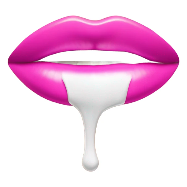 White paint dripping from hot pink ombre glossy lips sticker