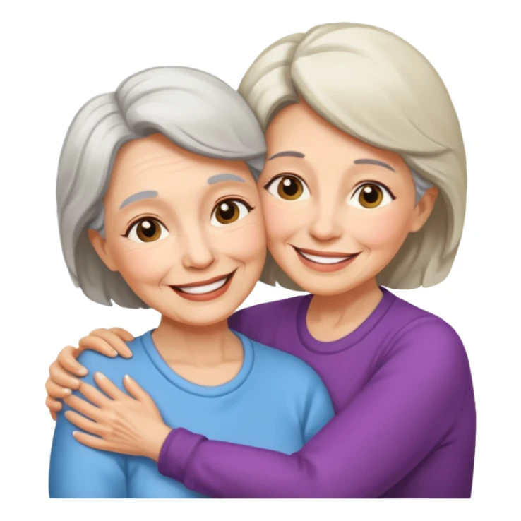 Abrazo de Madre de 70 años y hija sticker