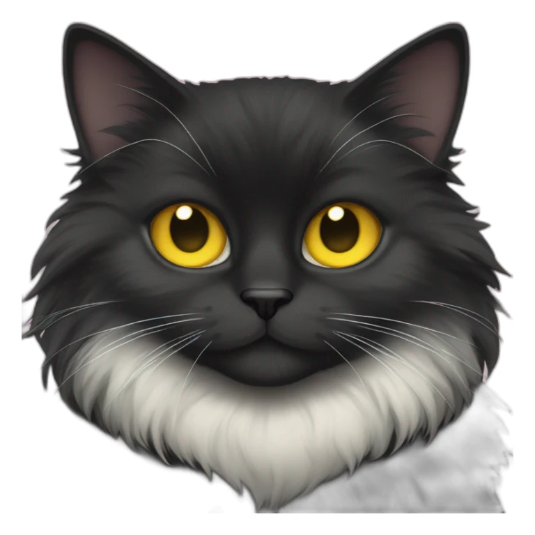 black only cat female fluffier full body yellow eyes sticker