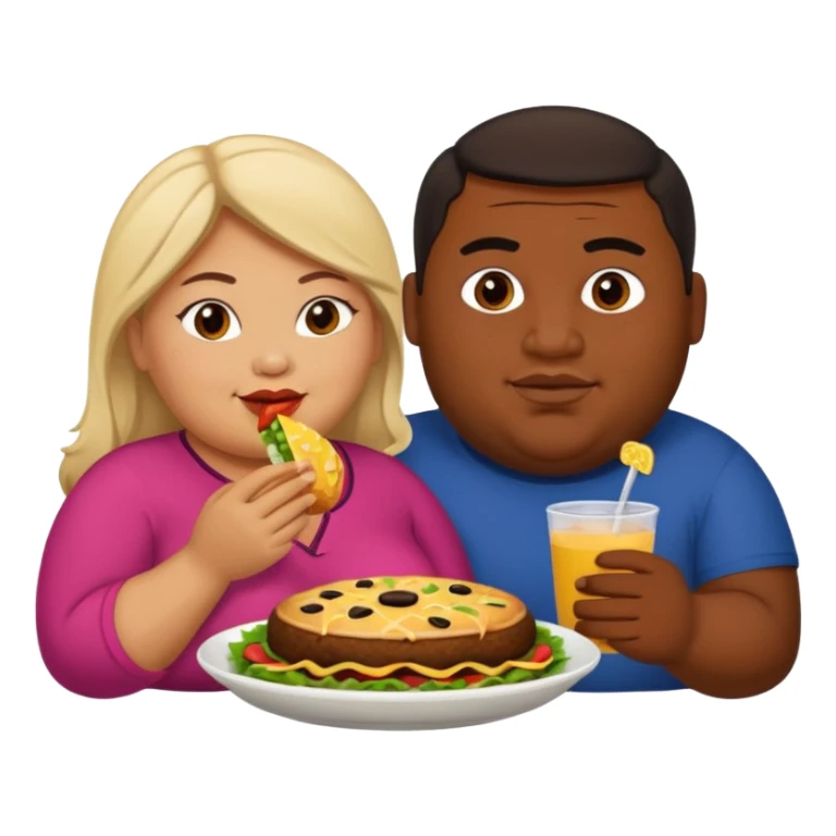 Fat Mexican woman and fat light skinned black guy eating together sticker
