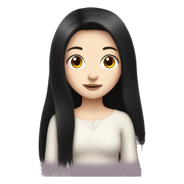 Pale girl with long black hair with heart  sticker