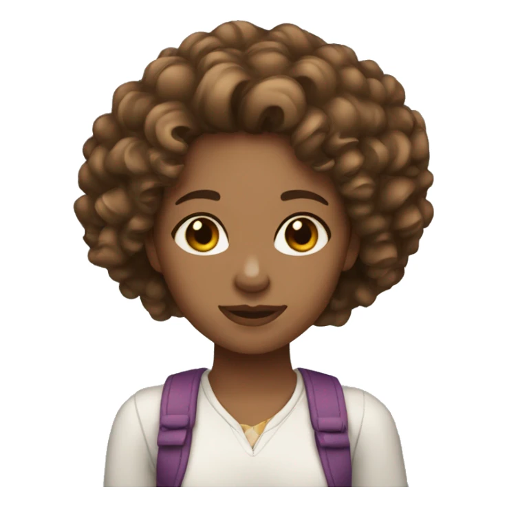 girl emoji light skin with curly brown hair sticker