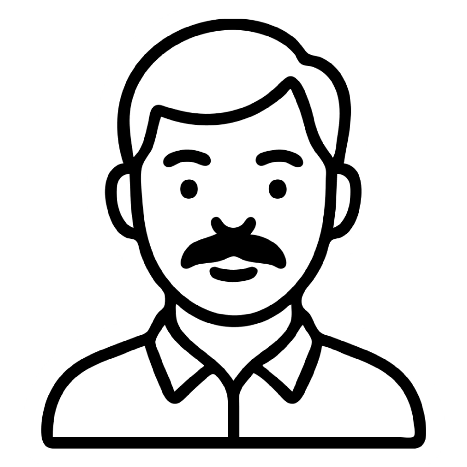 Asian man with black mustache and red hair, outlined icon style sticker