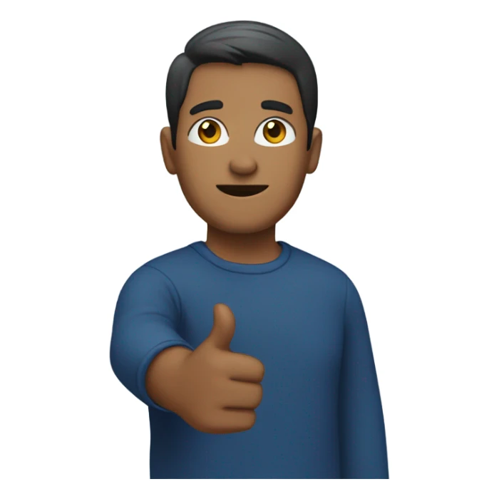 dark blue shirt, arm pointing across body sticker