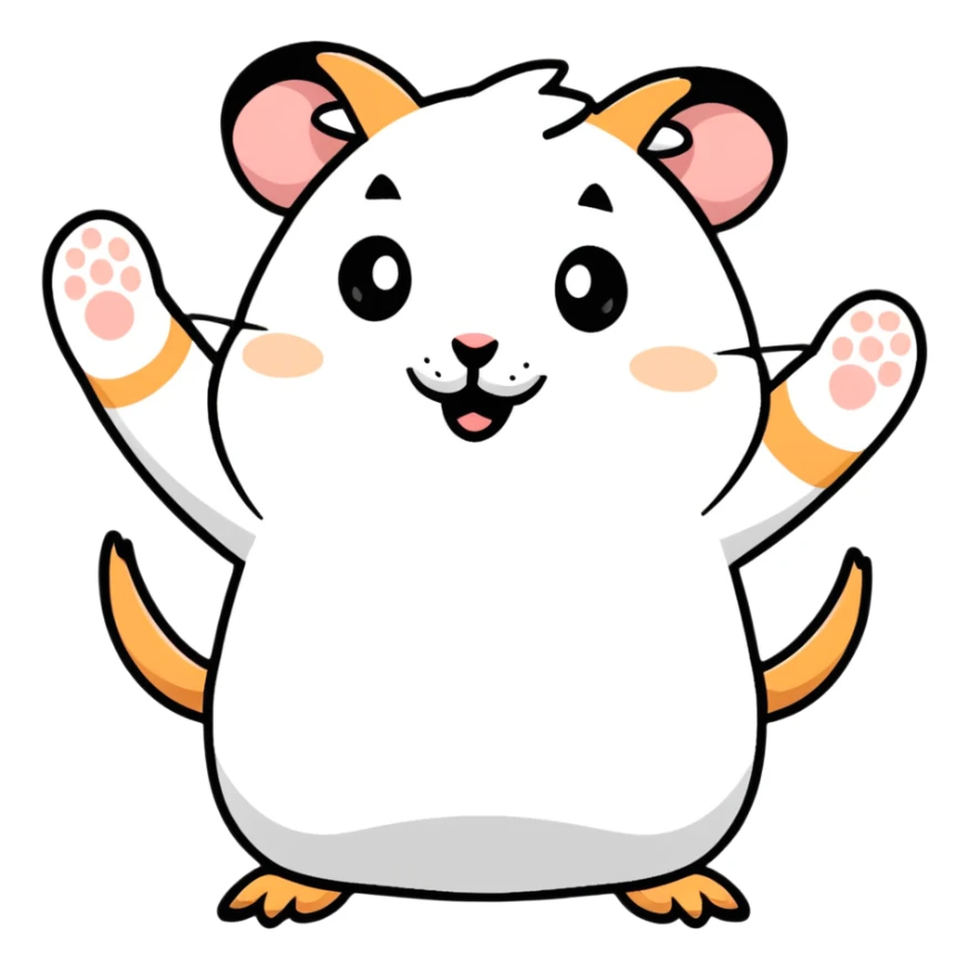 hamster saying hello, cartoonish sticker style sticker