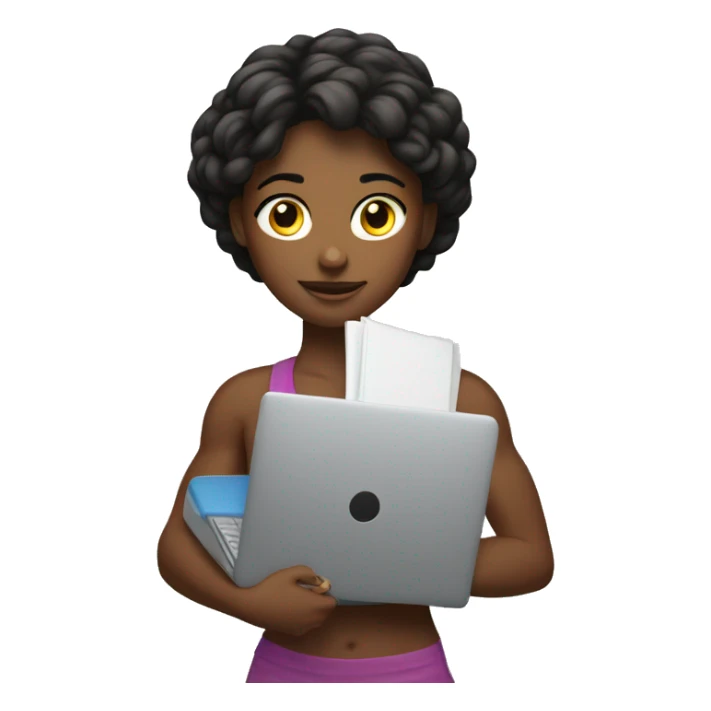 side muscular girl with laptop  sticker