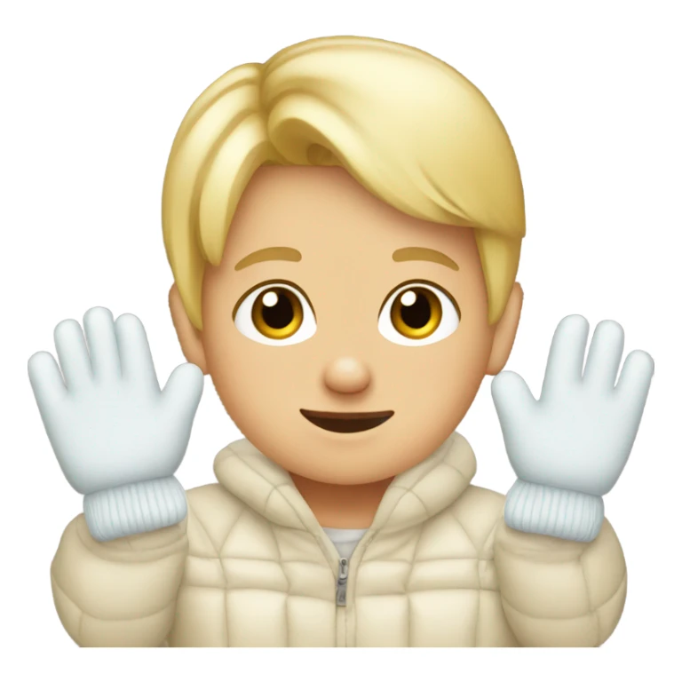 blonde babyboy wearing mittens sticker