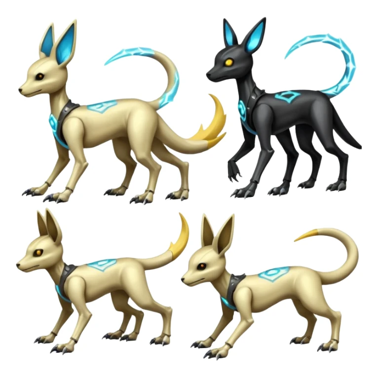 futuristic Skeletal-Cyborg-Manectric-Electrike-Lucio-Cubone-Umbreon-Marowak-Draco-Fakémon-hybrid-creature (full body), 4 legs sticker