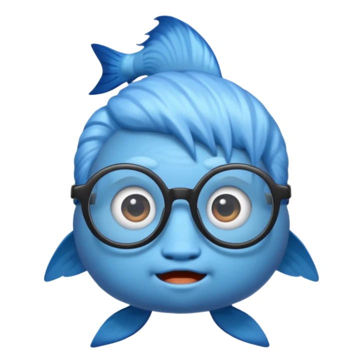 glassess wearing fish with hair sticker