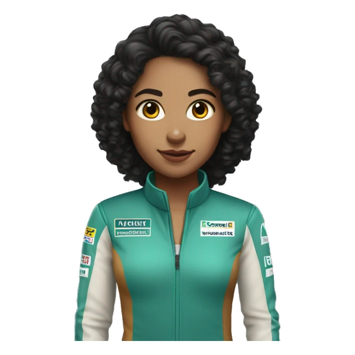 young woman formula 1 driver with black curly hair and light brown skin sticker
