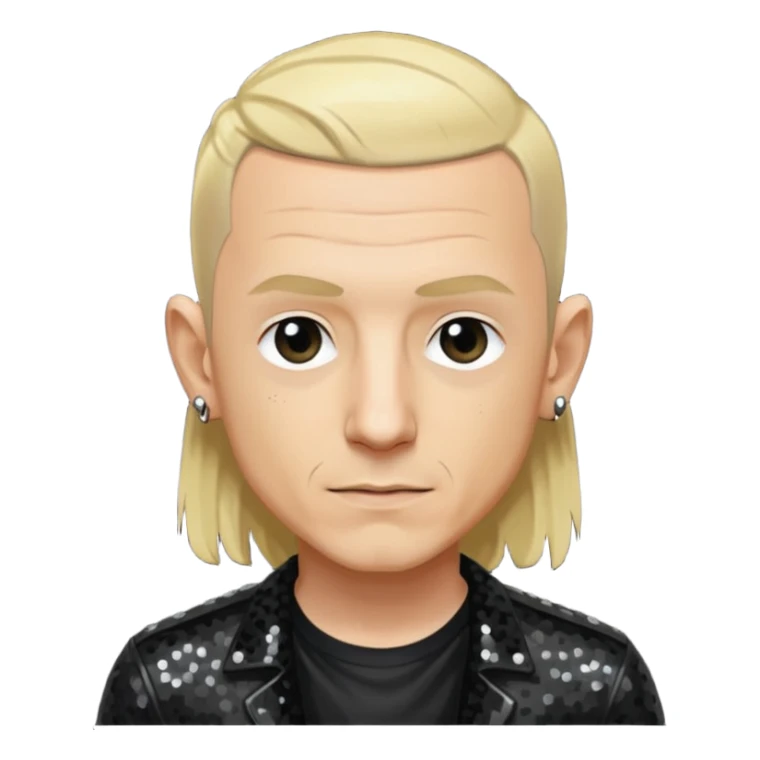 Chester Bennington with blonde hair, black sequin shirt sticker