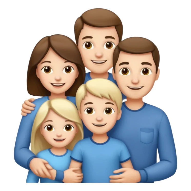 cute family, 2 parents and 2 kids smiling together sticker