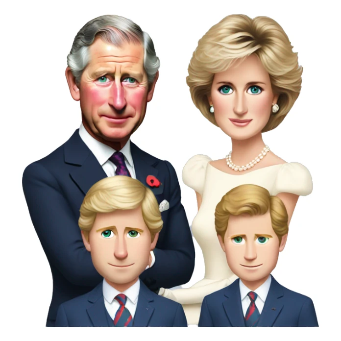 prince charles and princess diana and harry and william sticker