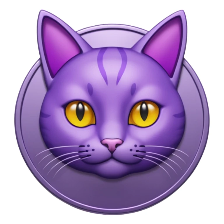 a purple coin with a purple cat indented into it  sticker