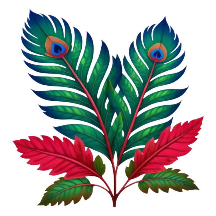 Still life, Hyperrealism, Peacock Begonia, upclose view of feathers sticker